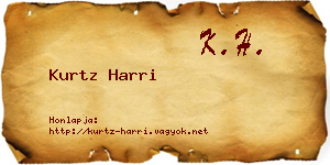 Kurtz Harri névjegykártya